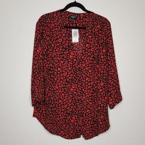 Torrid Harper georgette red leopard button down size 2 NWT